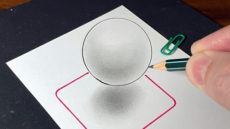How to Draw 3D Floating Sphere - Trick Art - Very Easy Drawing