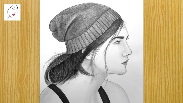 How to Draw a Beautiful Girl with Hat easy step by step | Girl Pencil Sketch | The Crazy Sketcher