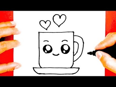 HOW TO DRAW A CUTE COFFEE EXPRESSO WITH LOVE, STEP BY STEP,DRAW CUTE THINGS