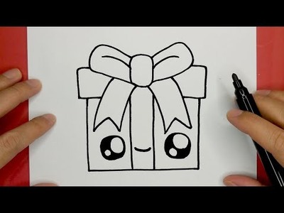 HOW TO DRAW A CUTE GIFT STEP BY STEP, DRAW CUTE THINGS
