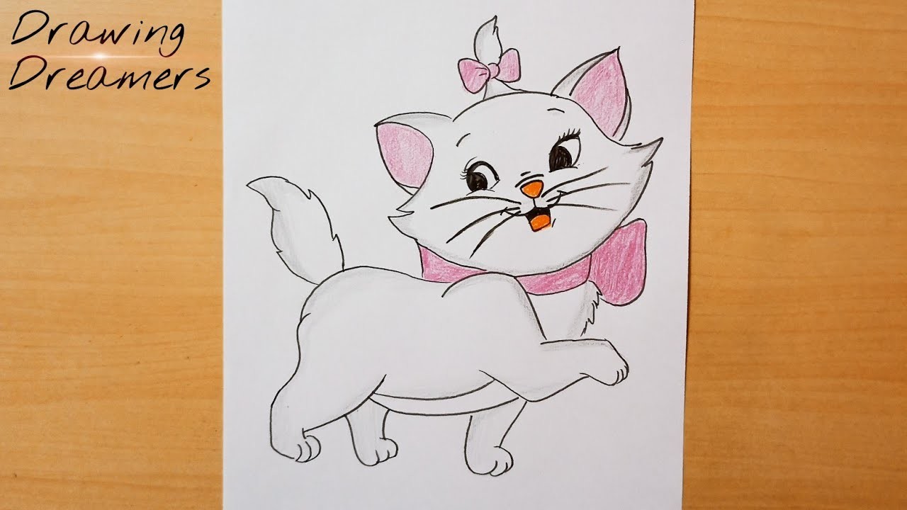 How to Draw Marie Cat Marie from The Aristocats Easy Drawing