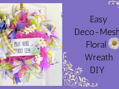 How to Make A Deco-Mesh Floral Wreath|Marthas Wreath| Summer Wreath DIY| How to