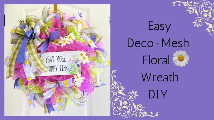 How to Make A Deco-Mesh Floral Wreath|Marthas Wreath| Summer Wreath DIY| How to