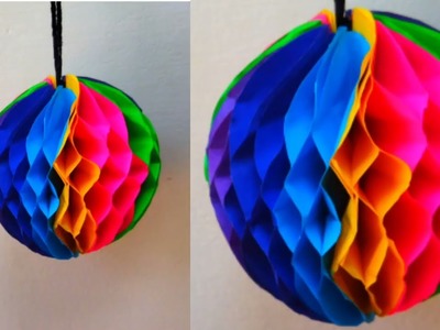 How to make a paper Honeycomb ball for christmas & diwali | DIY.