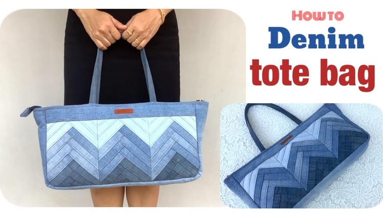 How to sew a denim tote bags tutorial, sewing diy a denim tote bags from old jeans, denim projects