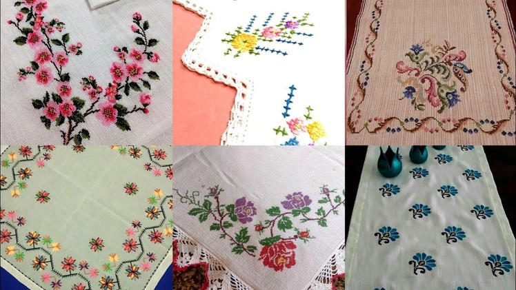 Marvelous Cross Stitches Hand Embroidery Designs For Tablecloth Cushion Cover TV Cover