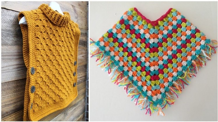 New Stylish versions of crochet baby poncho.Different style crochet baby poncho