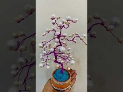 Pearl Tree Craft Easy DIY Home Decore Counter table tree pot ????‍♀️ #sunnyrajcorner #shortvideo