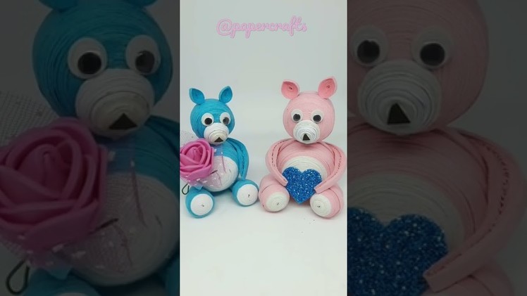 Quilling Teddy Bear Craft with Paper by Paper Crafts #youtubeshorts #teadybear #quillingteadybear
