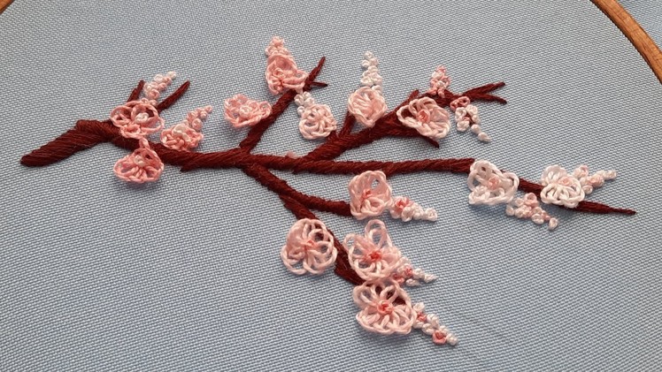 Sakura  Hand Embroidery Dimensional stitch Embroidery for beginners