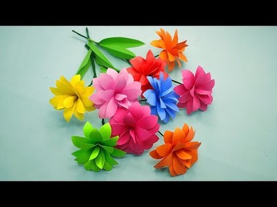 Simple & Beautiful DIY Paper Flowers Making At Home   Paper Craft   Handamde Flowers