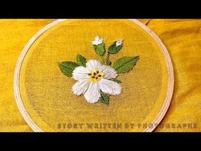Simple Jasmin Flower Hand Embroidery Design | Story Written by Photographs