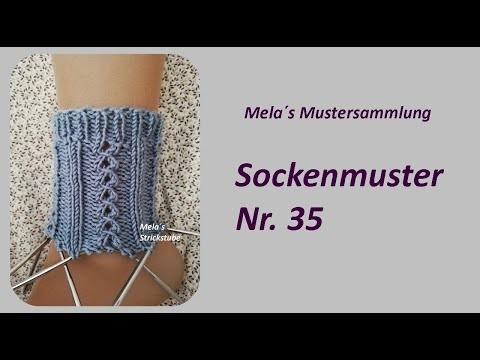 Sockenmuster Nr. 35 - Strickmuster in Runden stricken.  Socks knitting pattern