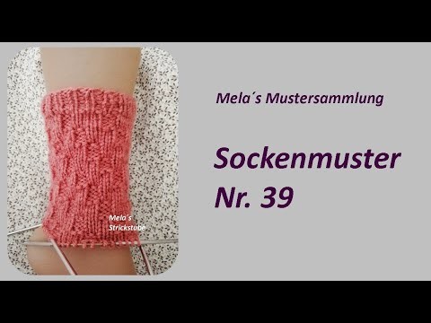 Sockenmuster Nr. 39 - Strickmuster in Runden stricken.  Socks knitting pattern