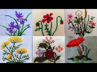 Superb Cross Stitches Flowers Patterns Chaar Suti Hand Embroidery Collection