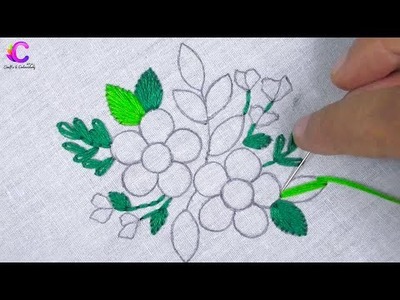 Very Easy & Colorful Flower Hand Embroidery Hoop Art Pattern, Latest Flower Embroidery Design