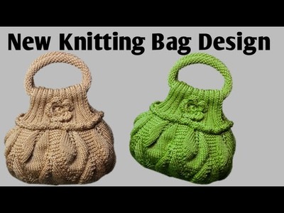 Woolen bag design tutorial.potli bag knitting.easy pouch bag knitting design in hindi