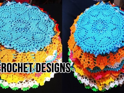 25 Crochet Designs ( Thalposh. Table Cloth. Placemat. Doily ) in Hindi & Urdu - Woolen Craft (1)