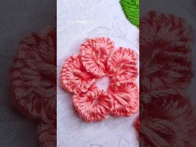3D flower embroidery tutorial #shorts