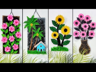 4 Best paper craft for home decoration | Unique wall hanging craft | Paper flower wall decoration