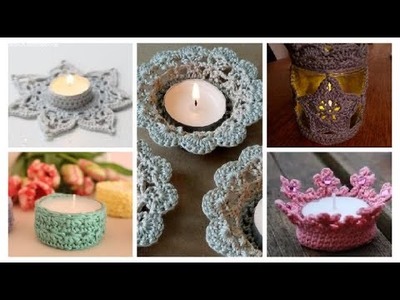 Awesome crochet candle holder Crochet flower candle stand.Easy home decor ideas