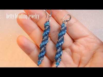 Beaded spiral earring with  seedbeas and crystal easy design  for beginners jewelry making at home