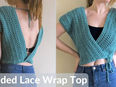 Braided Lace Crochet Wrap Top | Easy crochet top tutorial from four rectangles