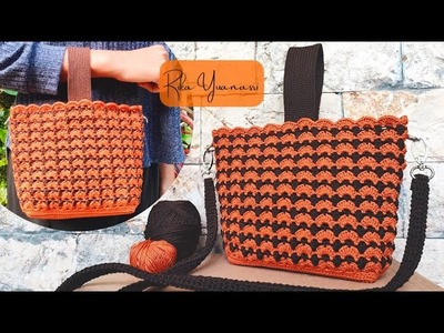 Cara Membuat Tas Rajut Modern Modifikasi Motif | Beautiful Crochet Bag Tutorial - Subtitle Available