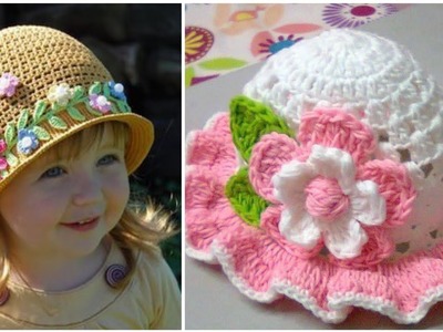 #crochet flower decorated baby #caps.crochet flowers #hat for baby girls