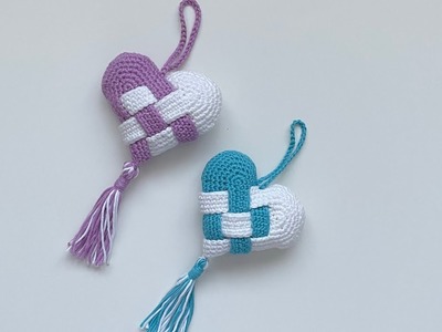 Crochet - Heart - Keychain.Wall Hanging - Danish Heart Pattern