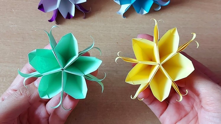 DIY Origami Flowers|Star Flowers|Paper Crafts #shorts #shortsvideo #shortsfeed