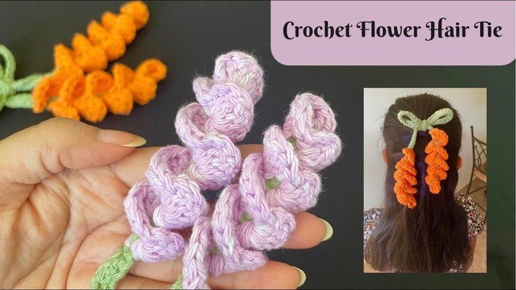 EASY Crochet Spiral Flower Hair Tie | Crochet Lavender Flower Hair Tie