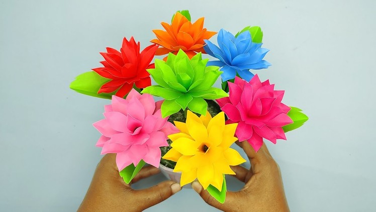 Easy Flower Making With Paper - DIY Stick Flowers - Home Decor