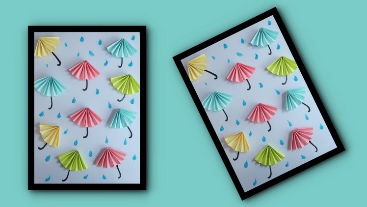 Easy paper Craft.Art and craft idea.umbrella rain drops