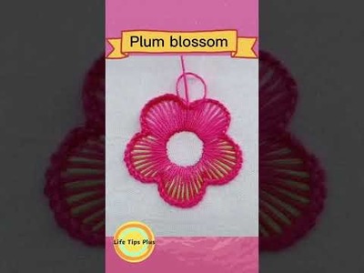 Hand Embroidery: Plum Bossom.Amazing Embroidery Stitches For Beginners.Guide to Sewing. #shorts