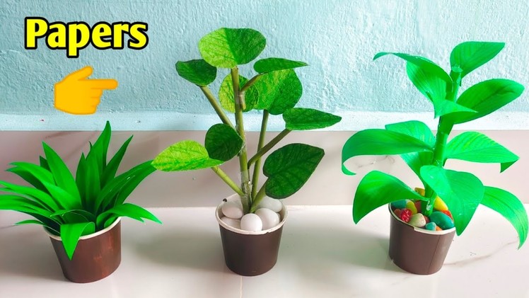 Homemade artificial plant with paper.craft tamil