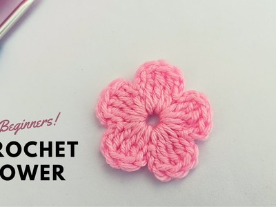How to Crochet a Simple & Easy Crochet Flower | Crochet flower pattern for Absolute Beginners