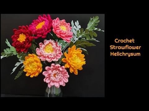 How to crochet Strawflowers plant | Helichrysum