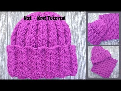 How to Knit Hat Wheat Stitch | How to Knit Beanie | 4 rows pattern | Hat and Cowl knit tutorial