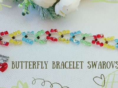 How to make beaded butterfly crystal swarovski bracelet || gelang swarovski kupu kupu