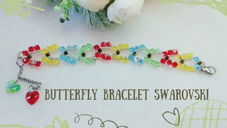 How to make beaded butterfly crystal swarovski bracelet || gelang swarovski kupu kupu