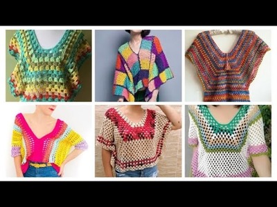 Latest stylish #crochet #poncho #tops Casual & comfortable spring tops collection