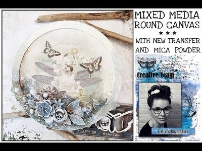 Mixed media round canvas by Kasia Salmanowicz for Finnabair