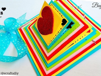 Pyramid Scrapbook Card 13 layers ????| S Crafts | greeting card ideas | handmade gift ideas | handmade