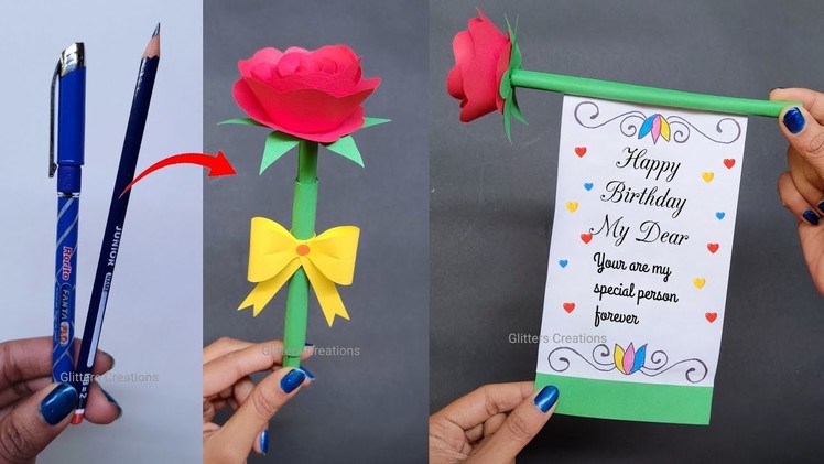 Unique Birthday card for loved ones ????.Easy birthday card ideas.DIY Paper Flower BOUQUET