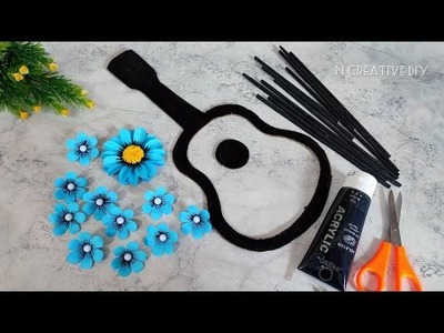 Unique guitar wall hanging craft | Paper craft for home decoration | Diy Paper flower wall decor |