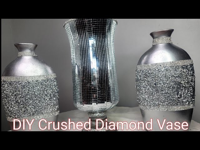 2 New #Glam #Spring #diy. Glam Home Decor 2022.DIY Crushed diamond decor. #diy #glam. Glam vases