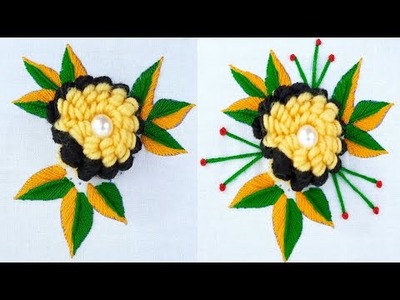 Amazing Trick with Hair Comb - Easy Woolen Flower Making - Hand Embroidery Design#Shorts