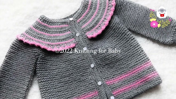 An easy KNIT cardigan or baby coat with GARTER STITCH LEFT HAND TUTORIAL various sizes
