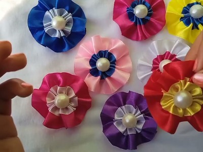 Beautiful Ribbon flower | Very easy and beautiful Ribbon flower by Krishna Craft creation